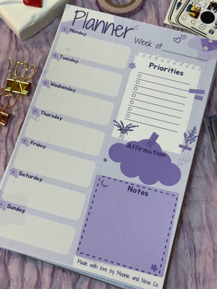 Signature Weekly Planner Notepad for wholesale by Moonie & Nova Co.