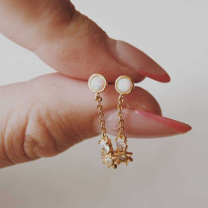 Olive Branch Jewelry & Co. - Wholesale Dangle Earrings - Opal and Star Drop Stud Earrings- Olive x Honey Haus