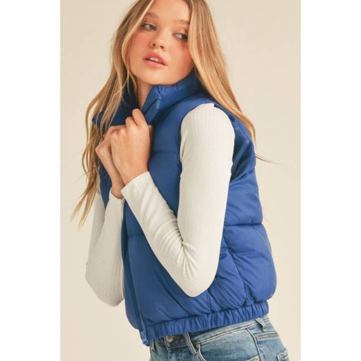 Timeless - Wholesale Outerwear Vest - Women's - Nylon High Neck Faux Down Puffer Vest