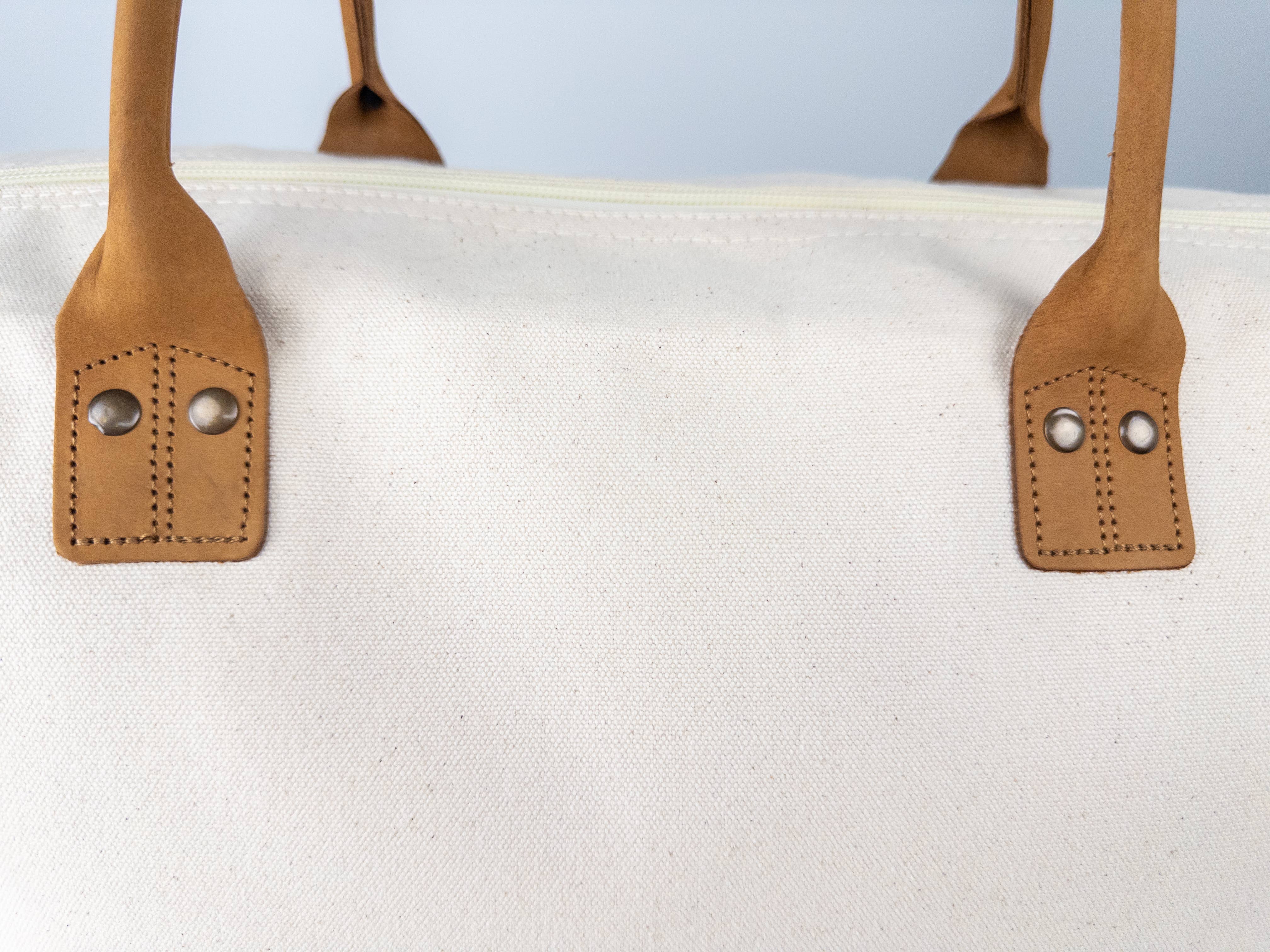 US Bags - Wholesale Weekender Bag - Women's - Premium Weekender Canvas Travel Duffel Bag | Leather Brass7