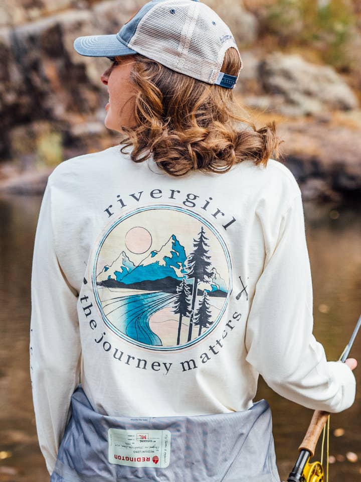 Rivergirl Indhentning Langærmet Elfenbensfarvet T-shirt for engroshandel hos Lakegirl