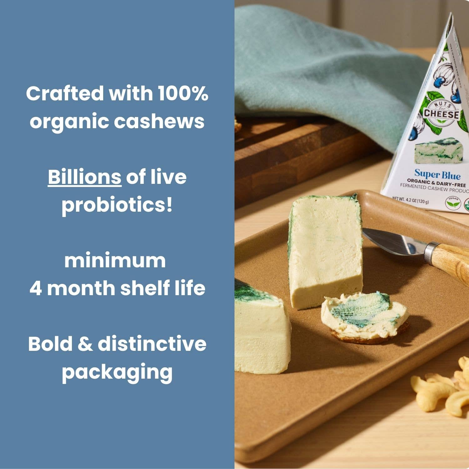 Nuts For Cheese - Vente Fromages - Tranche de fromage de cajou Super Blue | Biologique | Artisanal | Végétalien 1