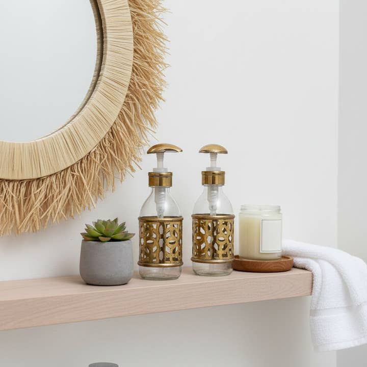 High crafty – wholesale Soap dispenser – Handmade Moroccan Glass Soap Dispenser with Brass Detail 2