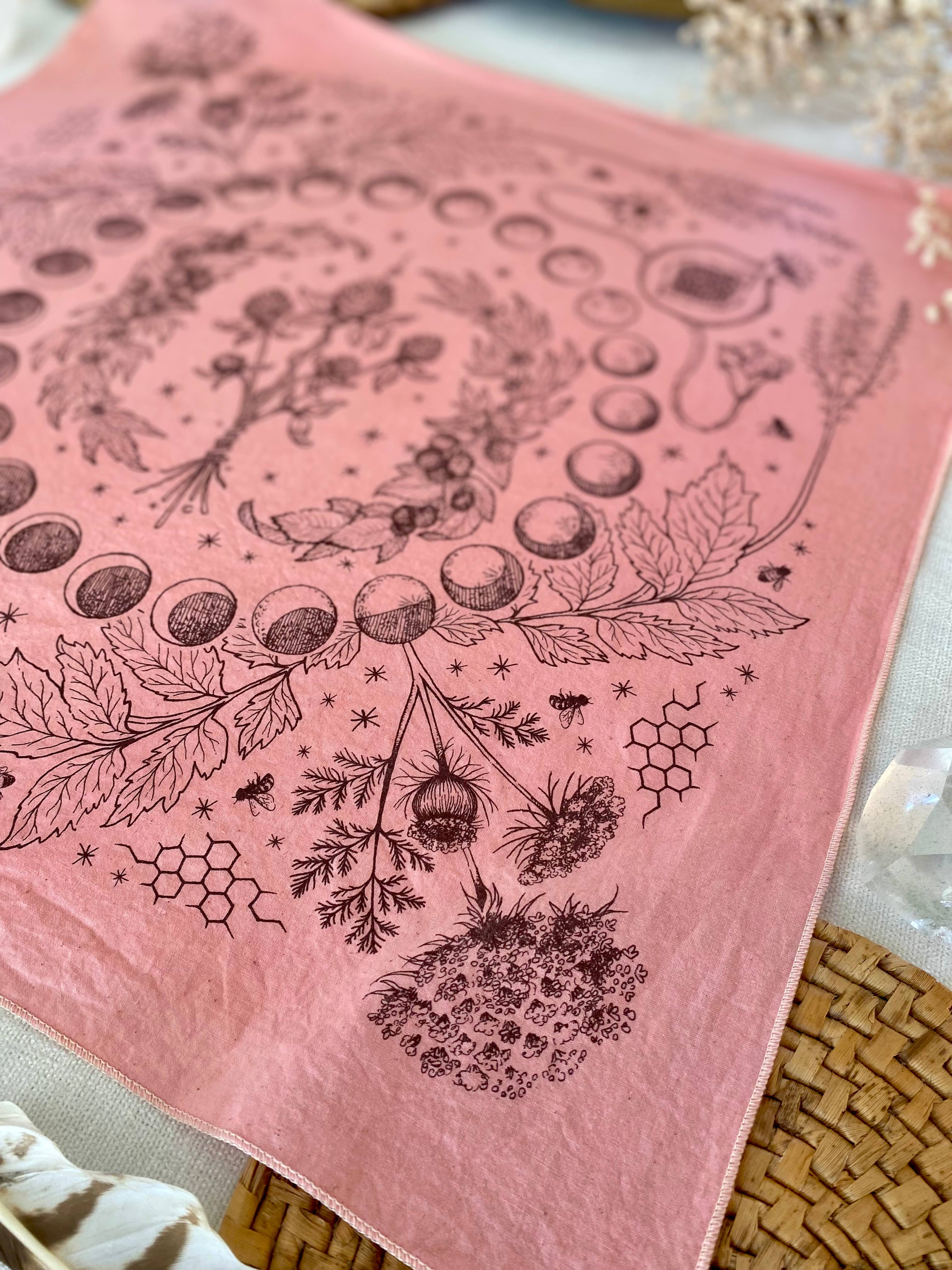 Wanderite – wholesale Bandana – Unisex – Bandana | Lady Herbs | Hand Dyed | Rose7