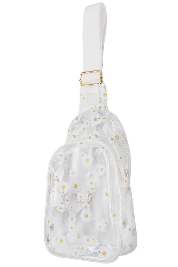 Cap Zone - Wholesale Crossbody Bag - Women's - Daisy Clear PVC Shoulder Sling Bag2