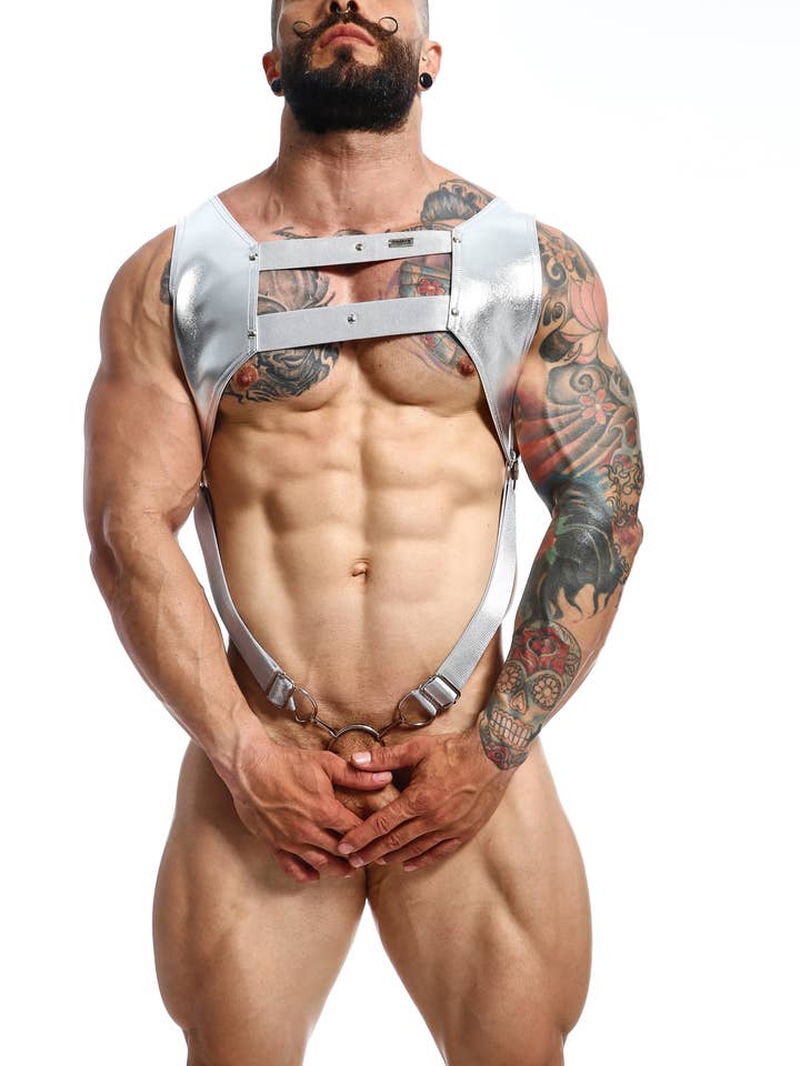 DNGEON Croptop Cockring Harness By MOB for wholesale by Malebasics Underwear