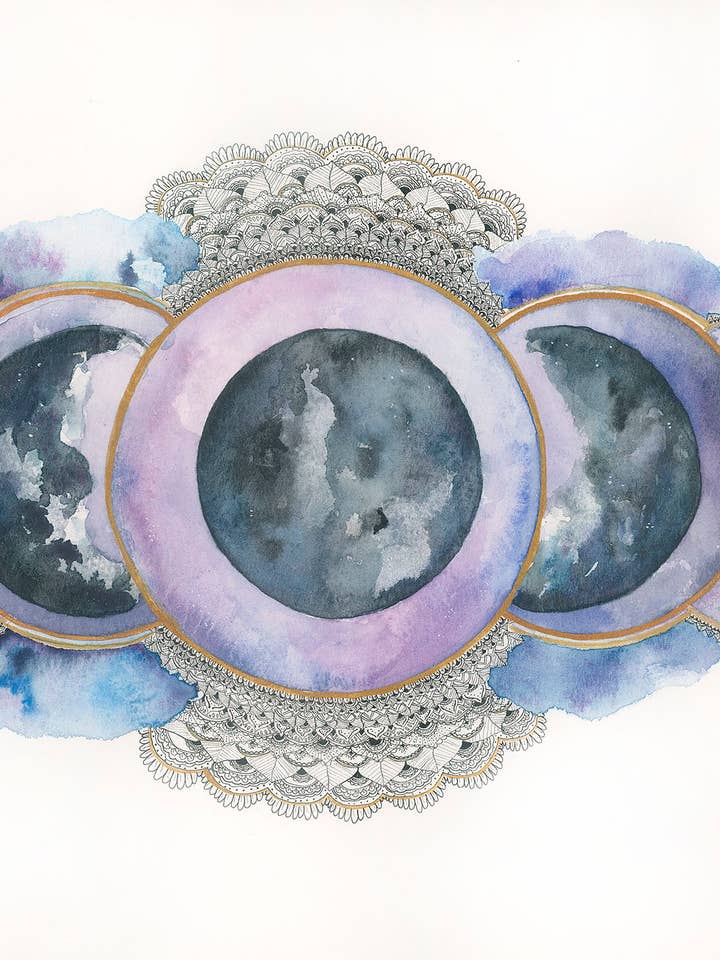 Moondala 3 Watercolor Print for wholesale by Erin Hellmann Art