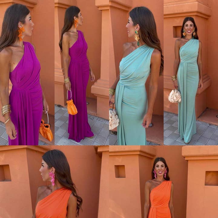 Abito lungo smanicato semplice per la vendita all'ingrosso da parte di LORIANE