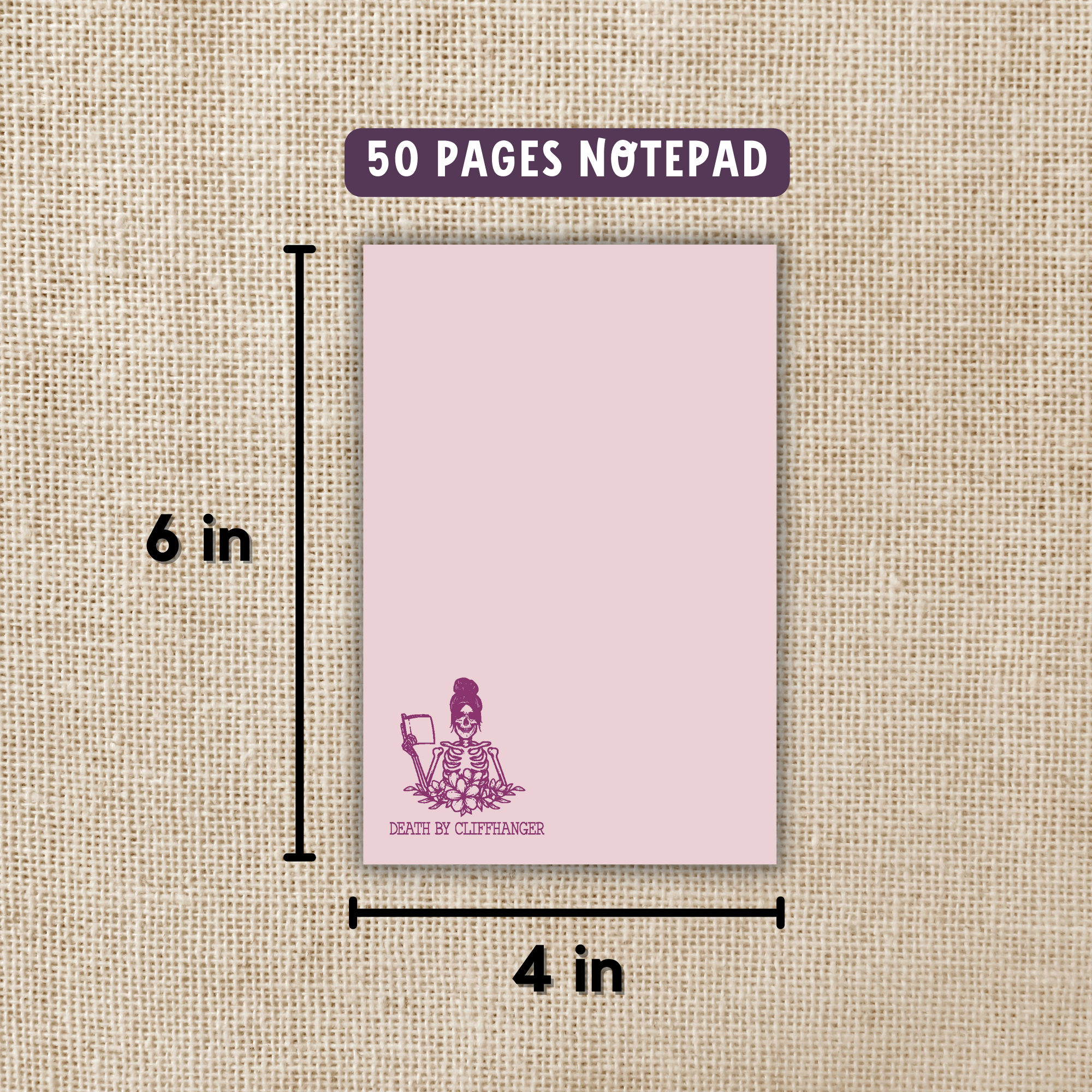 Kingdom of Threads - Wholesale Notepad - Death by Cliffhanger Notepad - 4x6"1