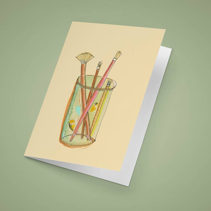 Paintbrush Jar Cards for wholesale by Hana Firestone Illustration