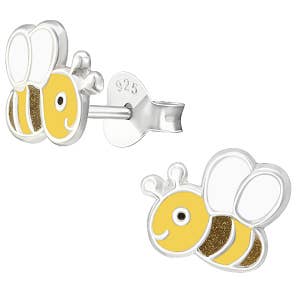 Children's Sterling Silver Buzzy Bee Stud Earrings for wholesale by Liberty Charms