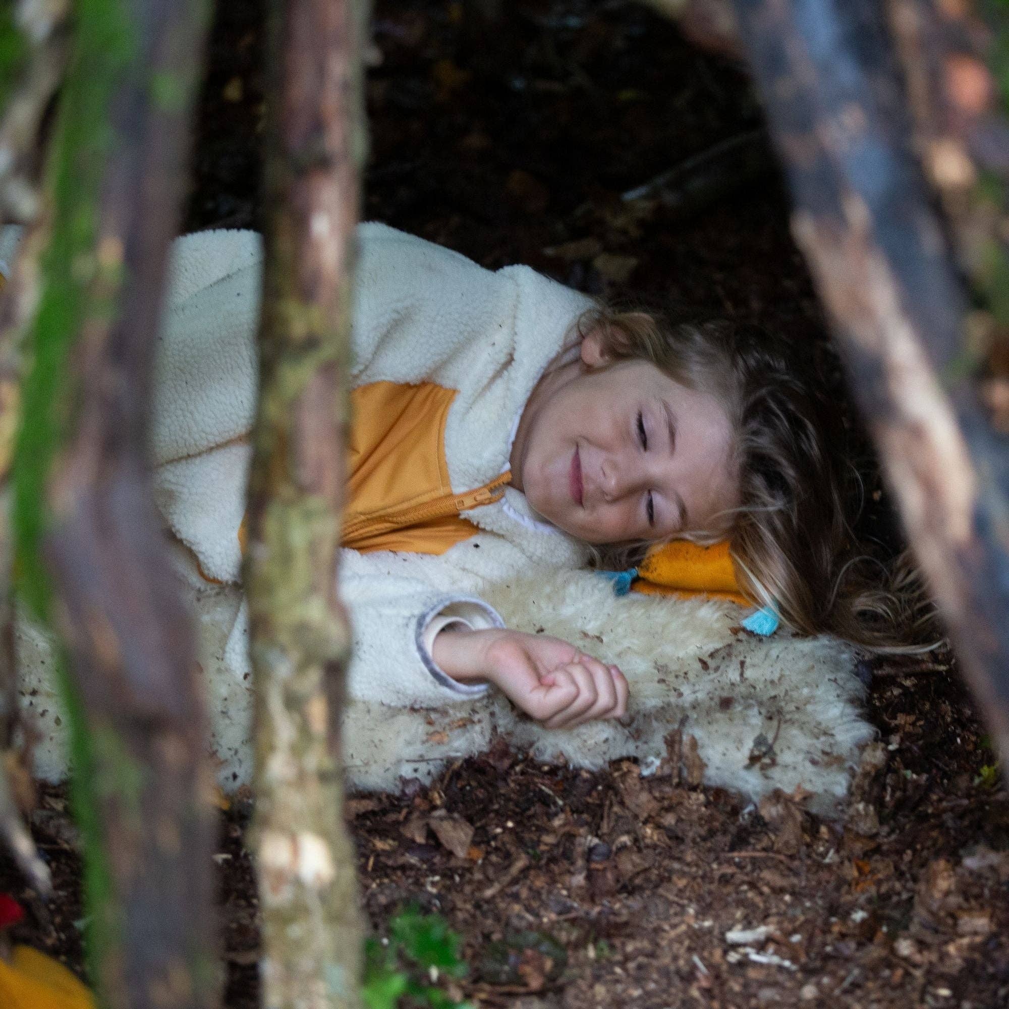 Cream Hooded Zip Up Recycled Fleece Jacket for wholesale on Faire10