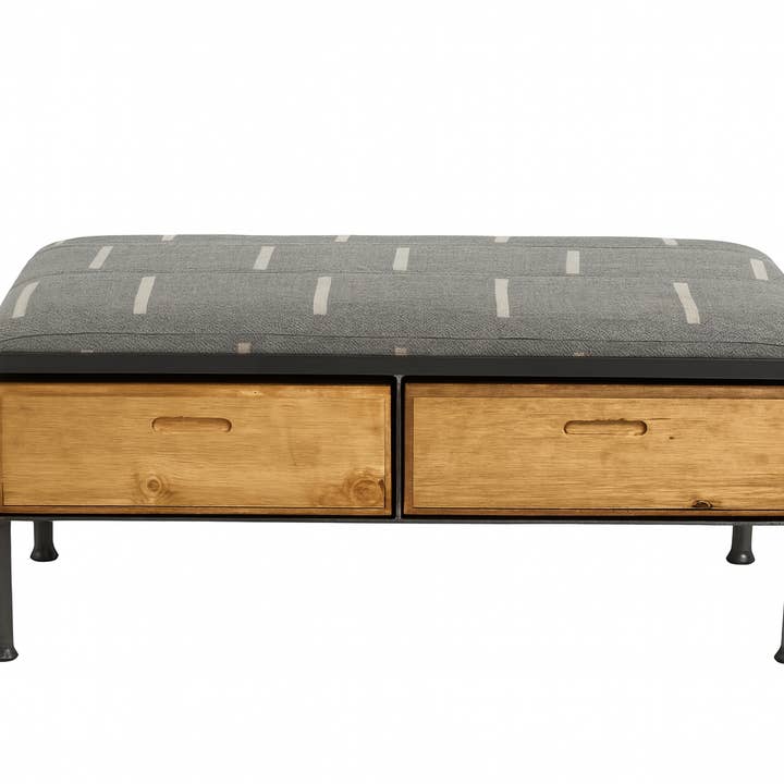 Banc en tissu de boue bleu/gris pour la vente par Uber Chic Home