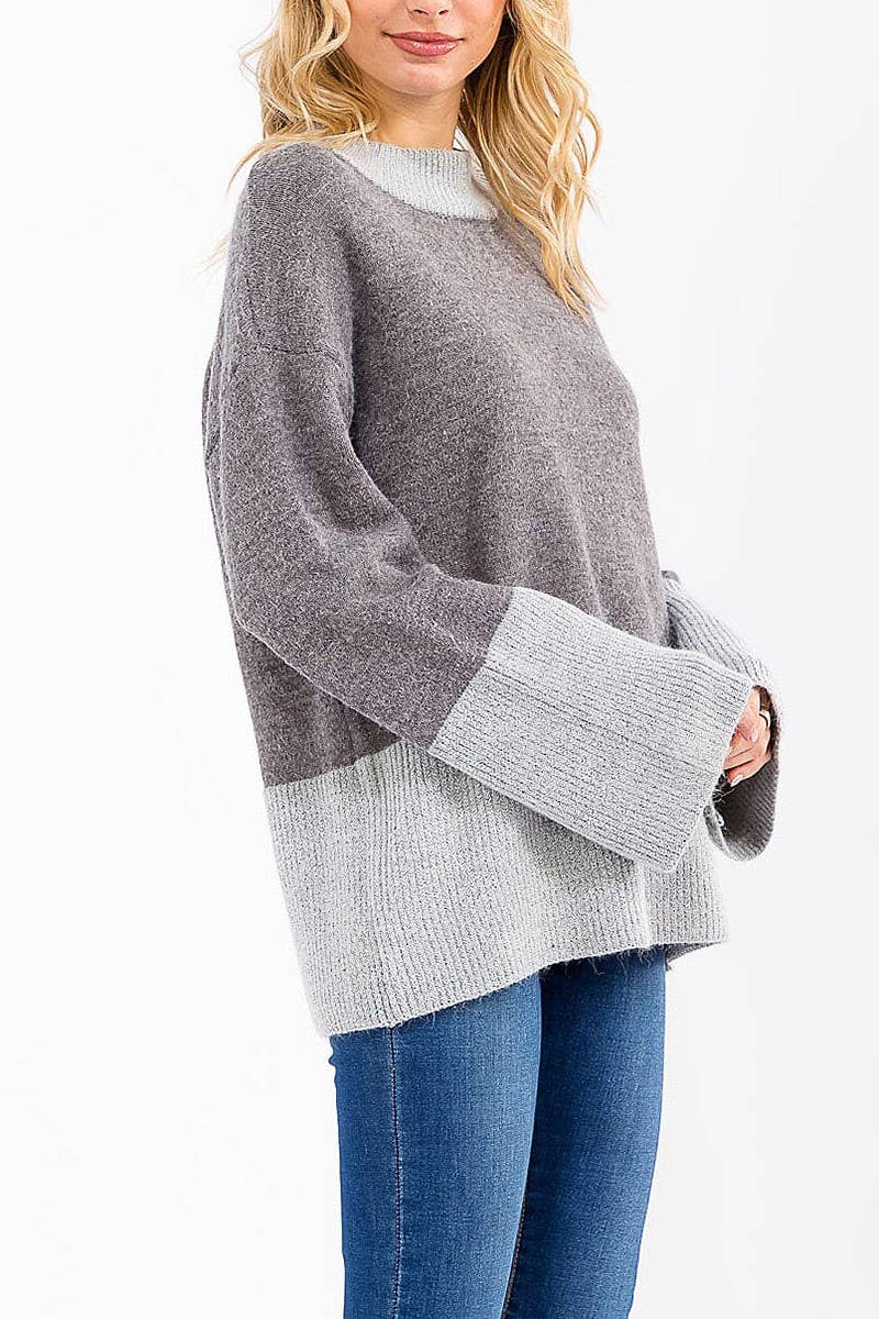 ROUSSEAU - Wholesale Knit Sweater - Women's - LONG SLEEVE COLORBLOCK PULLOVER SWEATER9