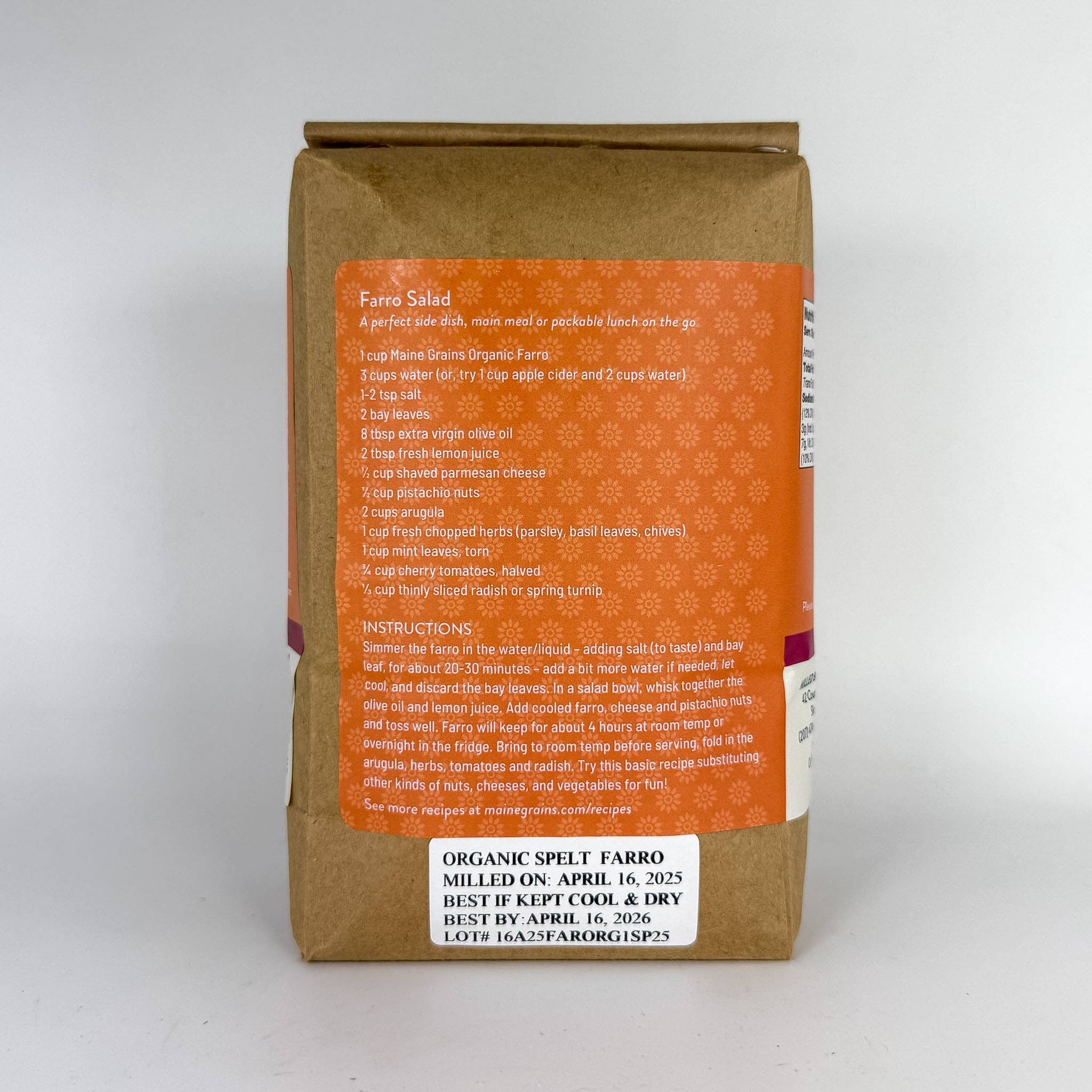 Maine Grains - Wholesale Rice - Organic Pearled Farro / 6x2.4#1