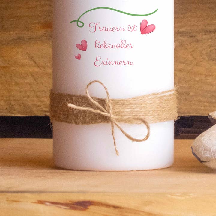 Die Kerzenwerkstatt - Wholesale Pillar Candle - Memorial Candle Hearts | 15 - 30 cm Height | Personalized Candle