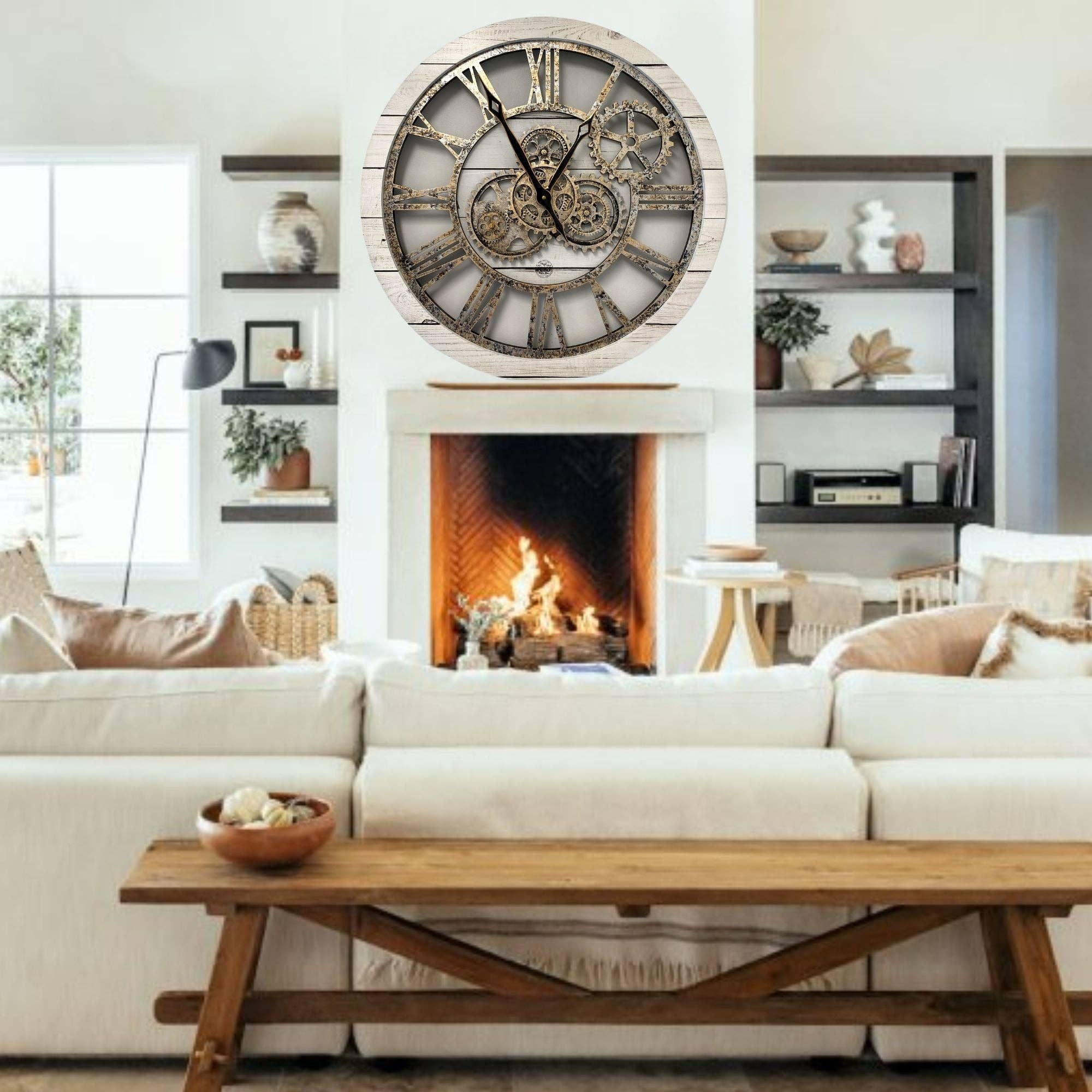 The Gears Clock - Wholesale Wall Clock - AMERICA LINE WALL CLOCK 24 INCH WHITE FARMHOUSE6