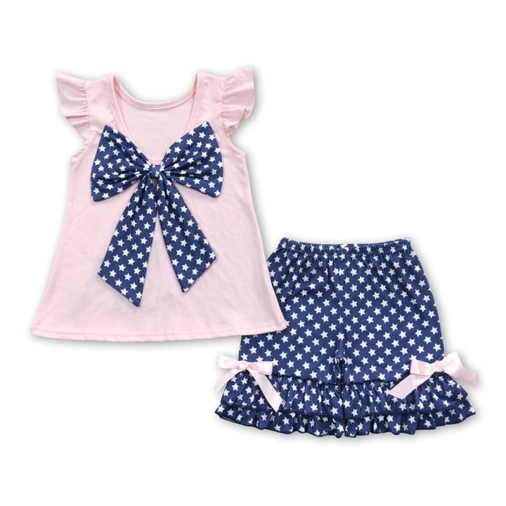 Yawoo Garments - Wholesale Bodysuit (Non-Footed) - Baby - Dog flag embroidery stars baby girl 4th of july romper