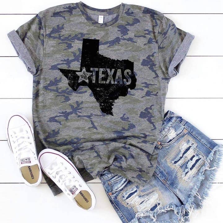 Camo Texas State Shirt voor wholesale door Rad & Cove