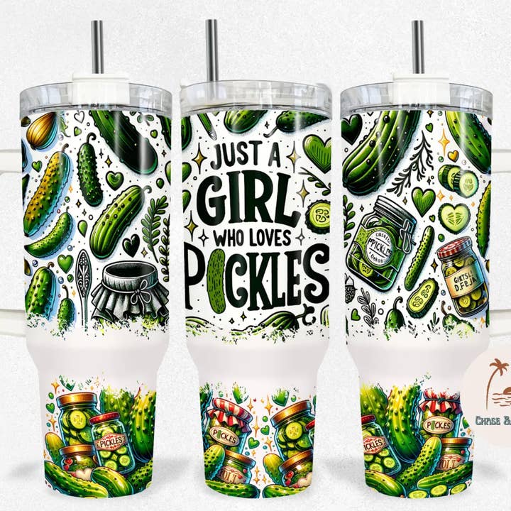 Just A Girl Who Loves Pickles 40oz Tumbler with Handle for wholesale by JAC Wholesale
