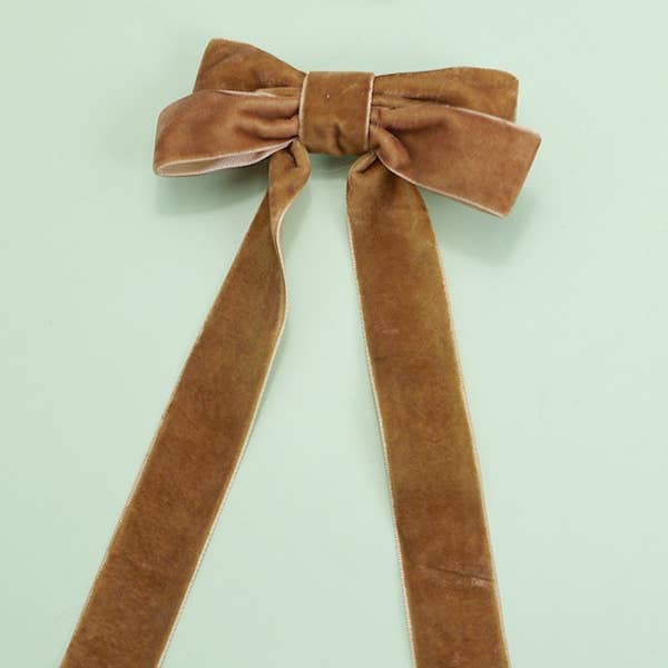 JOSSLYN by wall to wall - Wholesale Hair Clip - Women's - SOFT LONG VELVET RIBBON BOW HAIR CLIPS | 40H724