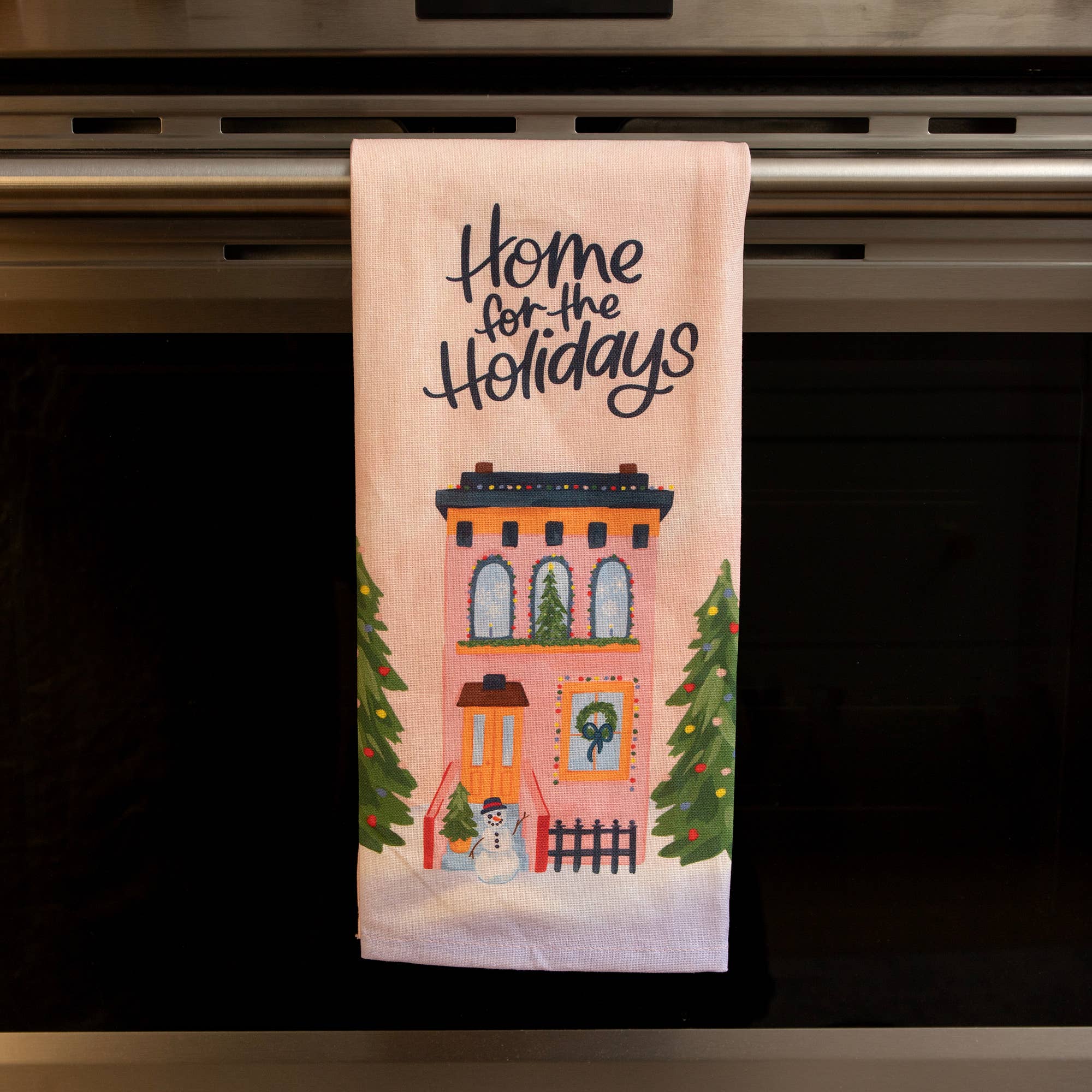1canoe2 | One Canoe Two Paper Co. - Wholesale Tea Towel - Home for the Holidays Christmas Village Kitchen Tea Towel2