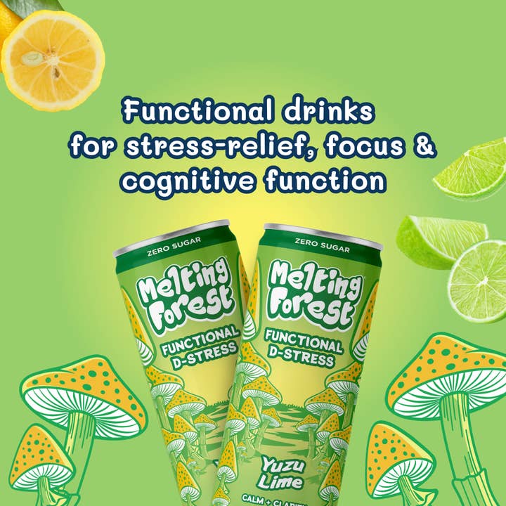 Melting Forest - Wholesale Sparkling Water - Mushroom Drink | Stress Relief | Yuzu Lime 1
