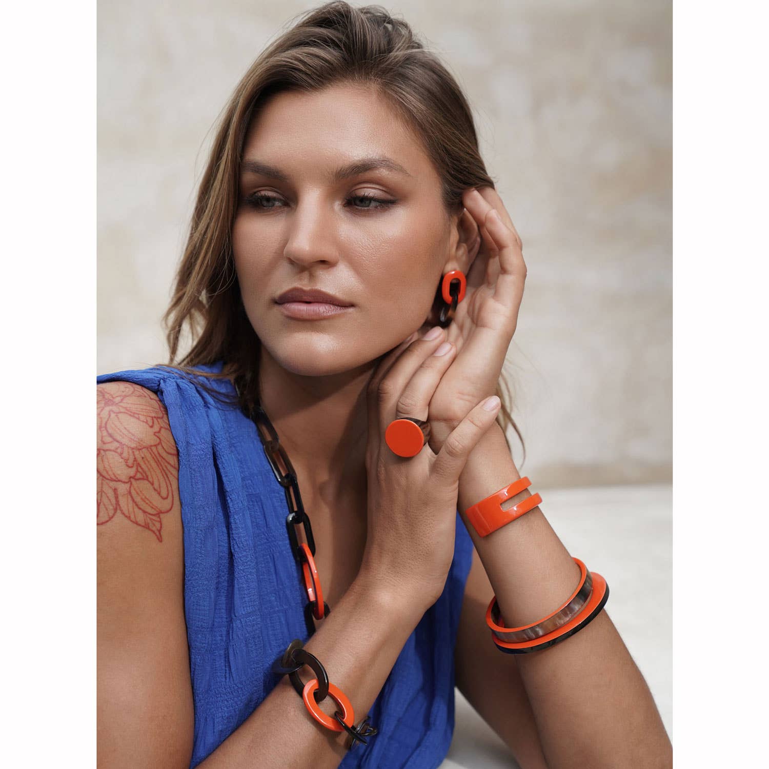 BRANCH JEWELLERY - Vente Bracelet jonc - Bijou bracelet jonc naturel orange/marron pour femmes1