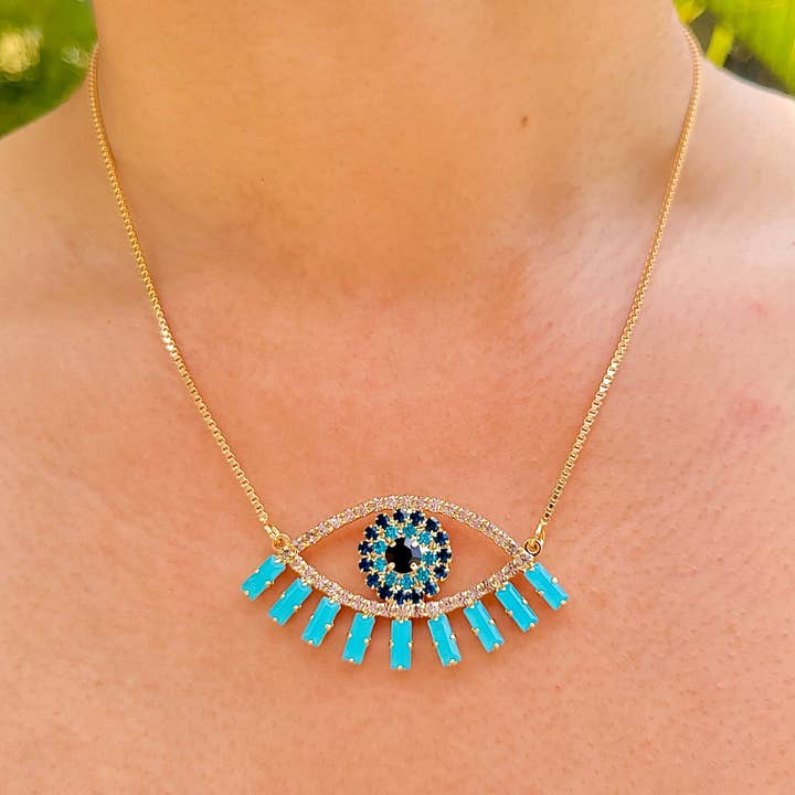 Cherie by Cherie – Großhandel Kette mit Anhänger/Charm – Türkis Evil Eye Halskette