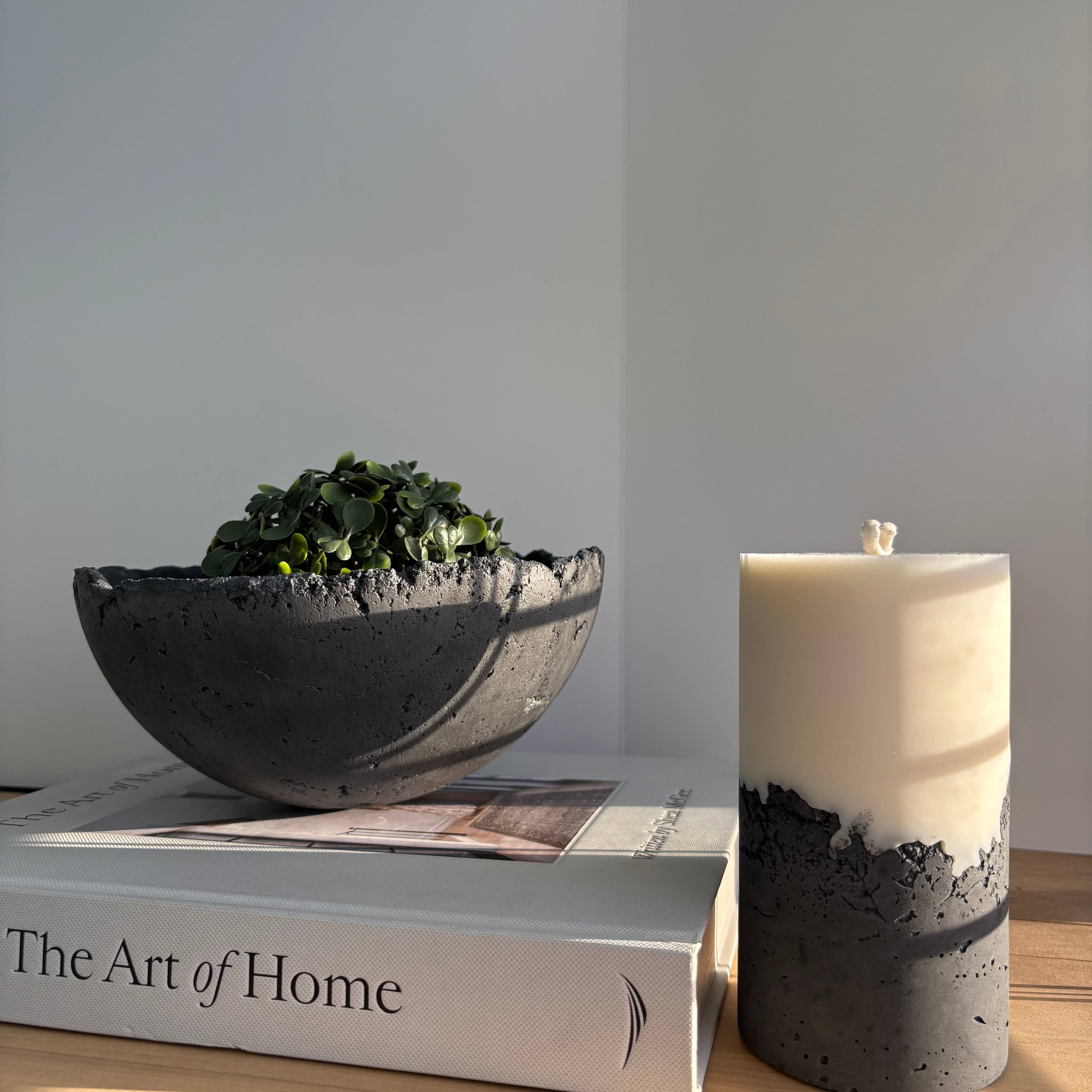 Fancy Concrete - Wholesale Decorative Plate/Dish/Bowl - Half Moon Bowl Pot 7" | Decorative Bowl | Rough Concrete Bowl15