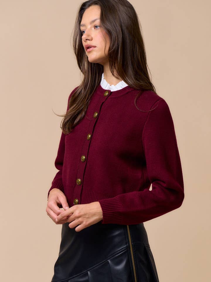 Button Down Cardigan Top with Gold Buttons for wholesale by Lalavon