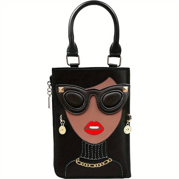 Novelty Unique Lady Face Top Handle Satchel Funky Tote Purse for wholesale by NARWEY INC