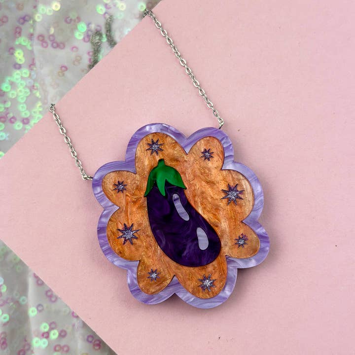 Aubergine Scalloped Necklace for wholesale by Esoteric London