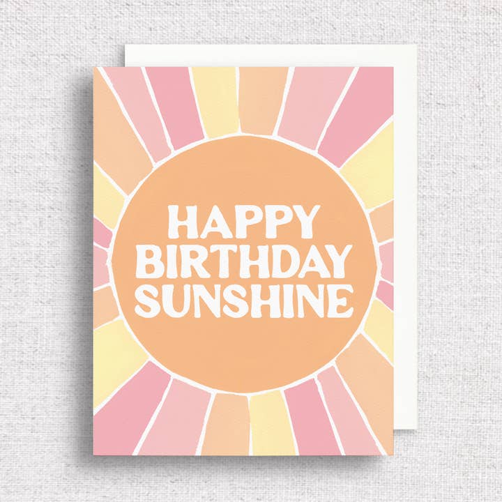 Happy Birthday Sunshine Greeting Card | Retro Sun Birthday for wholesale by Gert & Co