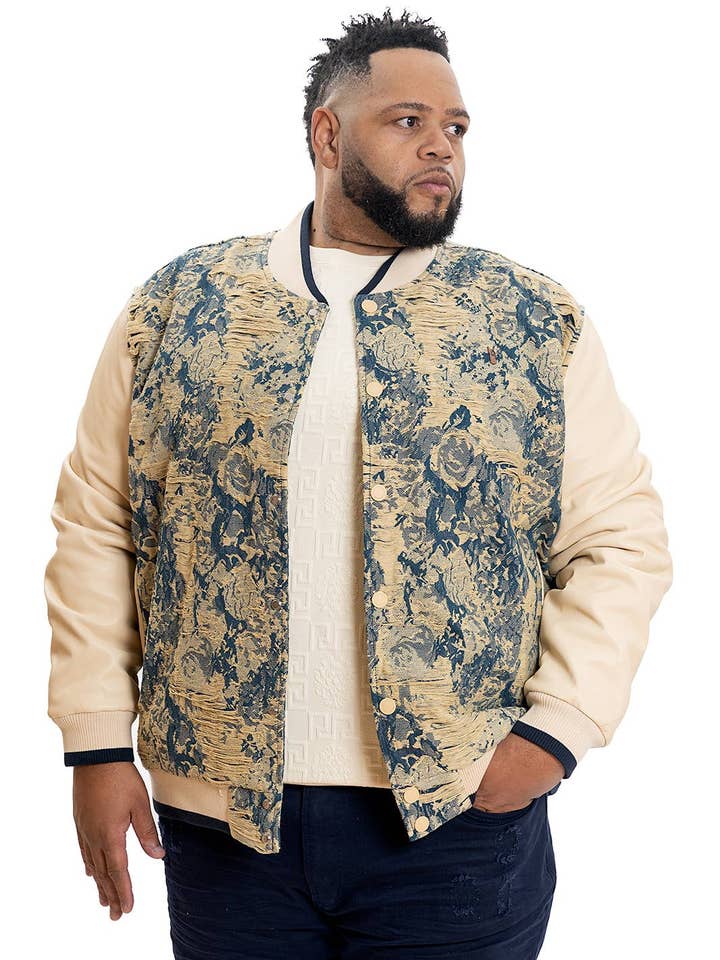 M1096 Veroma Tapestry Varsity Jacket - Khaki for wholesale by Frost Originals