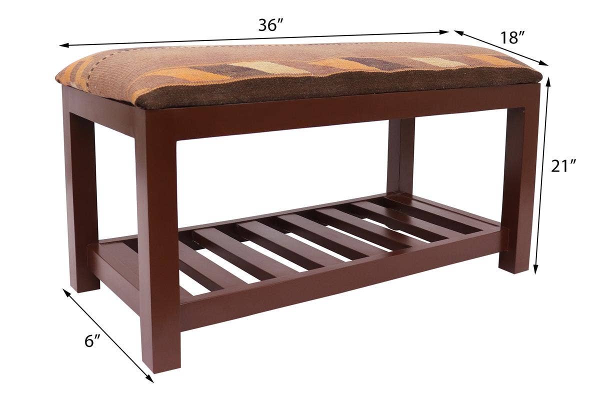 Arshs Fine Rugs - Wholesale Pouf - Urban Cash Kilim upholstered Handmade wood Storage Bench7