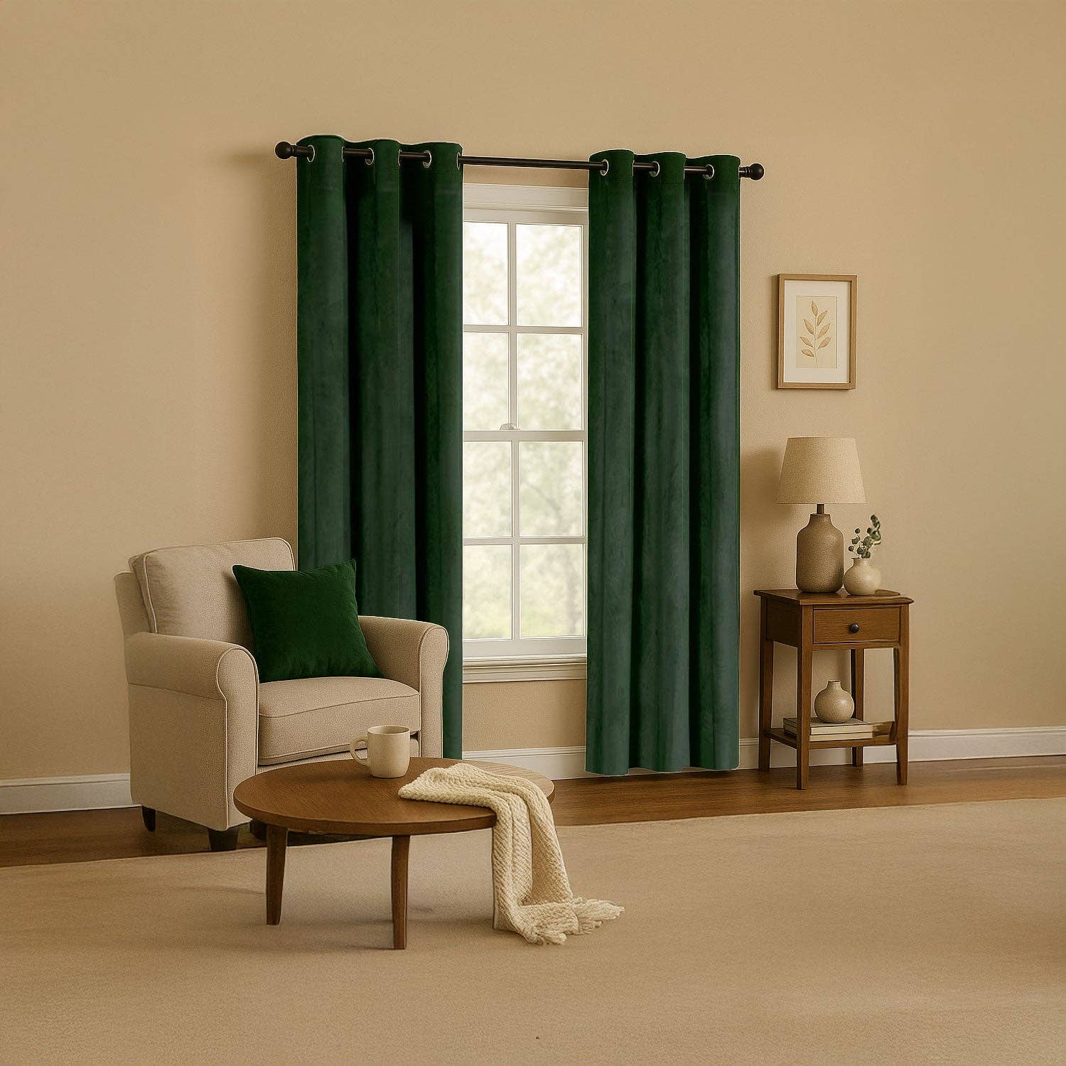 Happy Homewares – wholesale Curtain – Forest Green Velvet Blackout Eyelet Curtains - 46x54 Inch Drop - Pair5