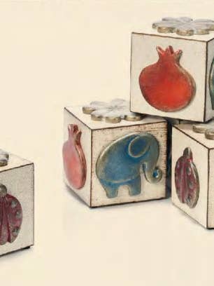 Cubo em Madeira com Objetos Cerâmicos 3D Artesanais, Oferta de Ornamento por atacado de MOODONLINE