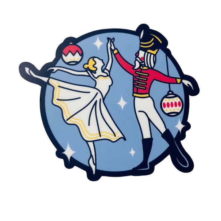 Nutcracker Pas De Deux Dance Christmas Sticker, 3" x 2.6" for wholesale by Denali & Co.