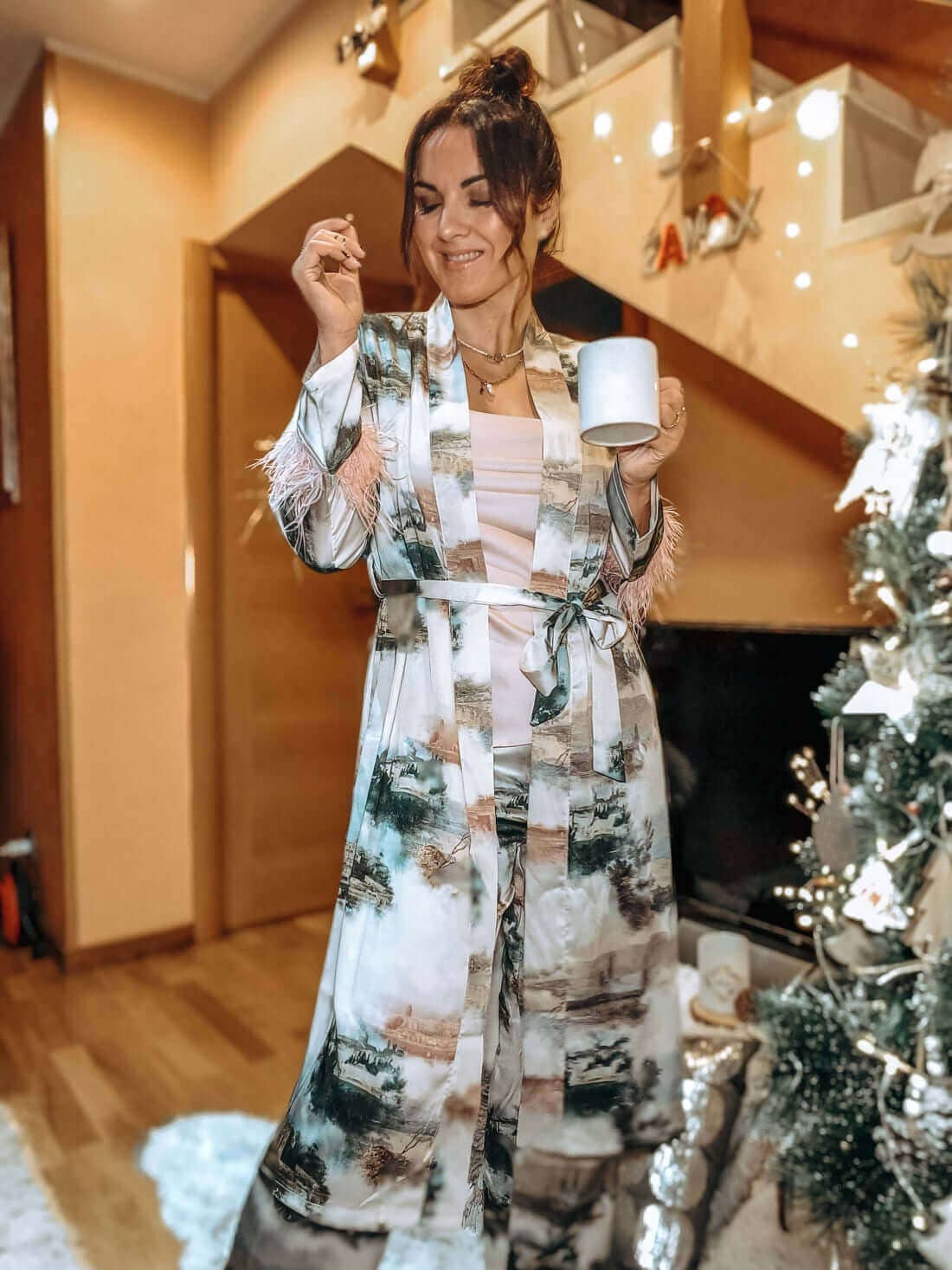 vert Ensemble de pyjama paysage 3 pièces plume en vente sur Faire30