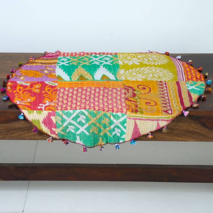 Sevya Handmade - Wholesale Tablecloth - Round Kantha Table Cover 25"2