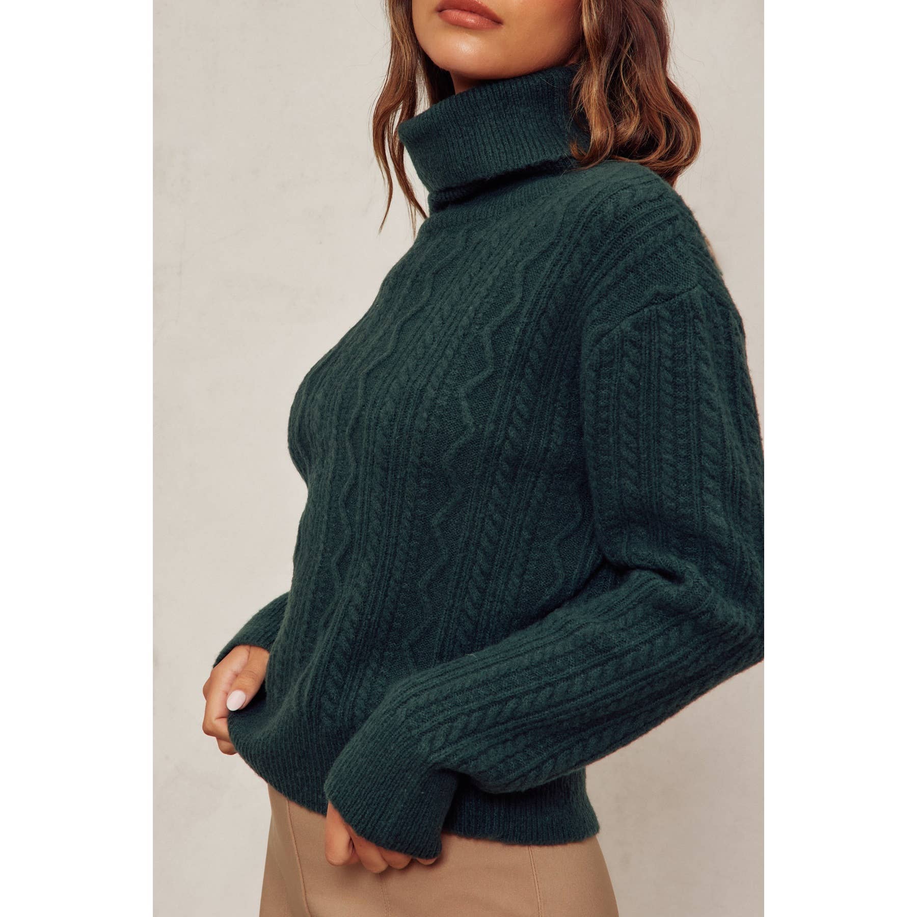 Dress Forum - Wholesale Knit Sweater - Women's - Fluffy Cable Detail Turtle Neck Sweater9