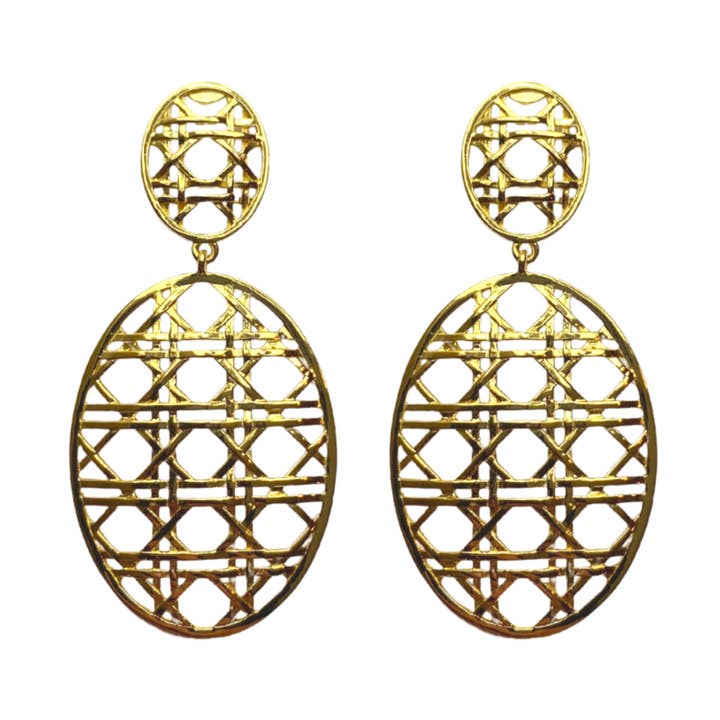 Remy Wicker Gold Oval Link Earrings for wholesale by M Donohue Collection