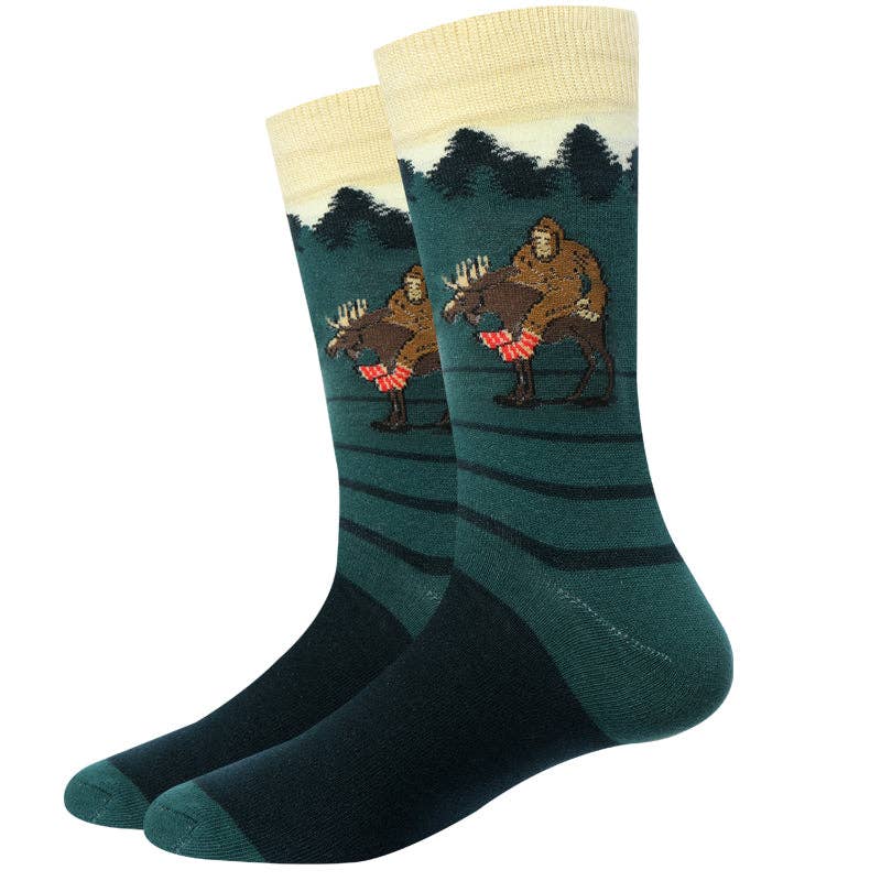Green Moose Bigfoot Socks for wholesale on Faire0