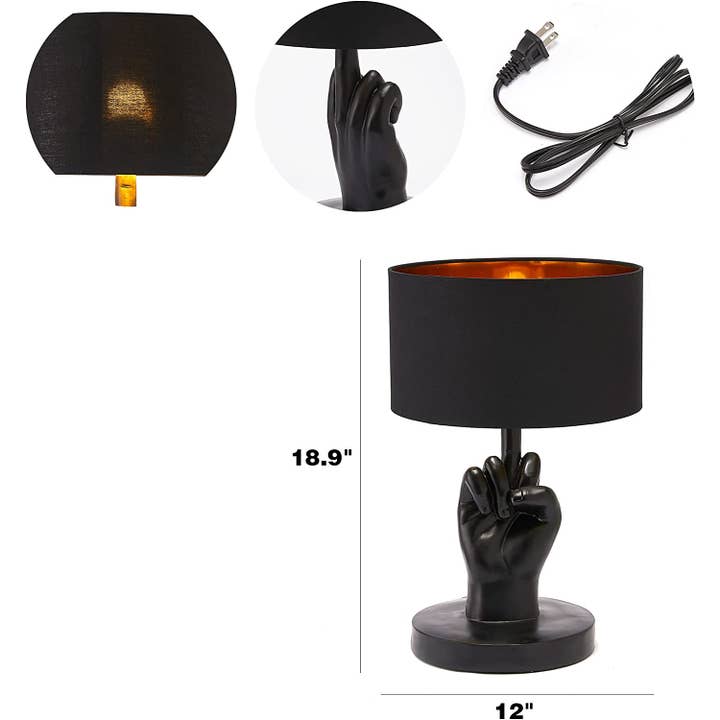 The Wine Savant / Khen Glassware - Wholesale Accent/Desk Lamp - Middle Finger Lamp - Resin Sculpture for Home, Office