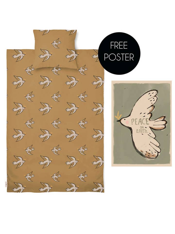 ORGANIC COTTON DUVET COVER/bird+free poster for wholesale by Studioloco
