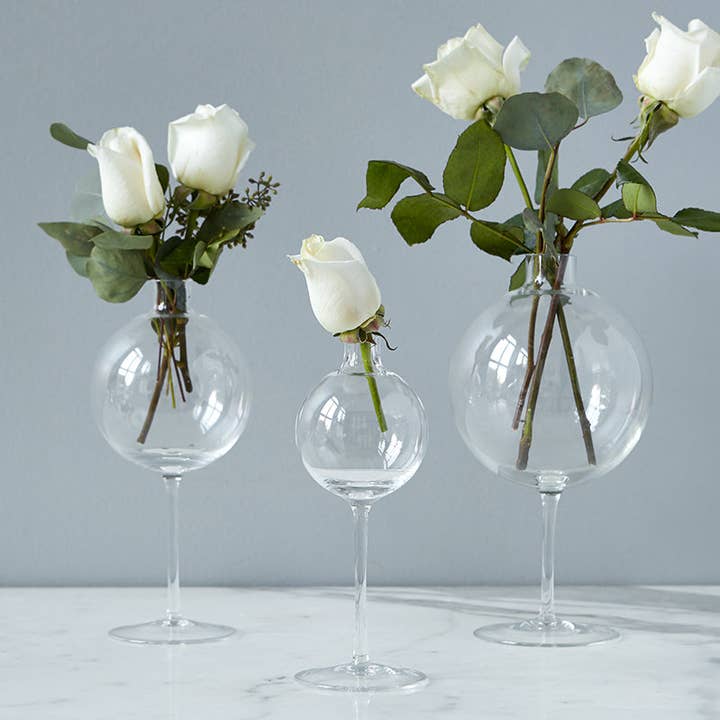 etúHOME - Wholesale Vase - Clear Wine Glass Shaped Flower Vase, Large