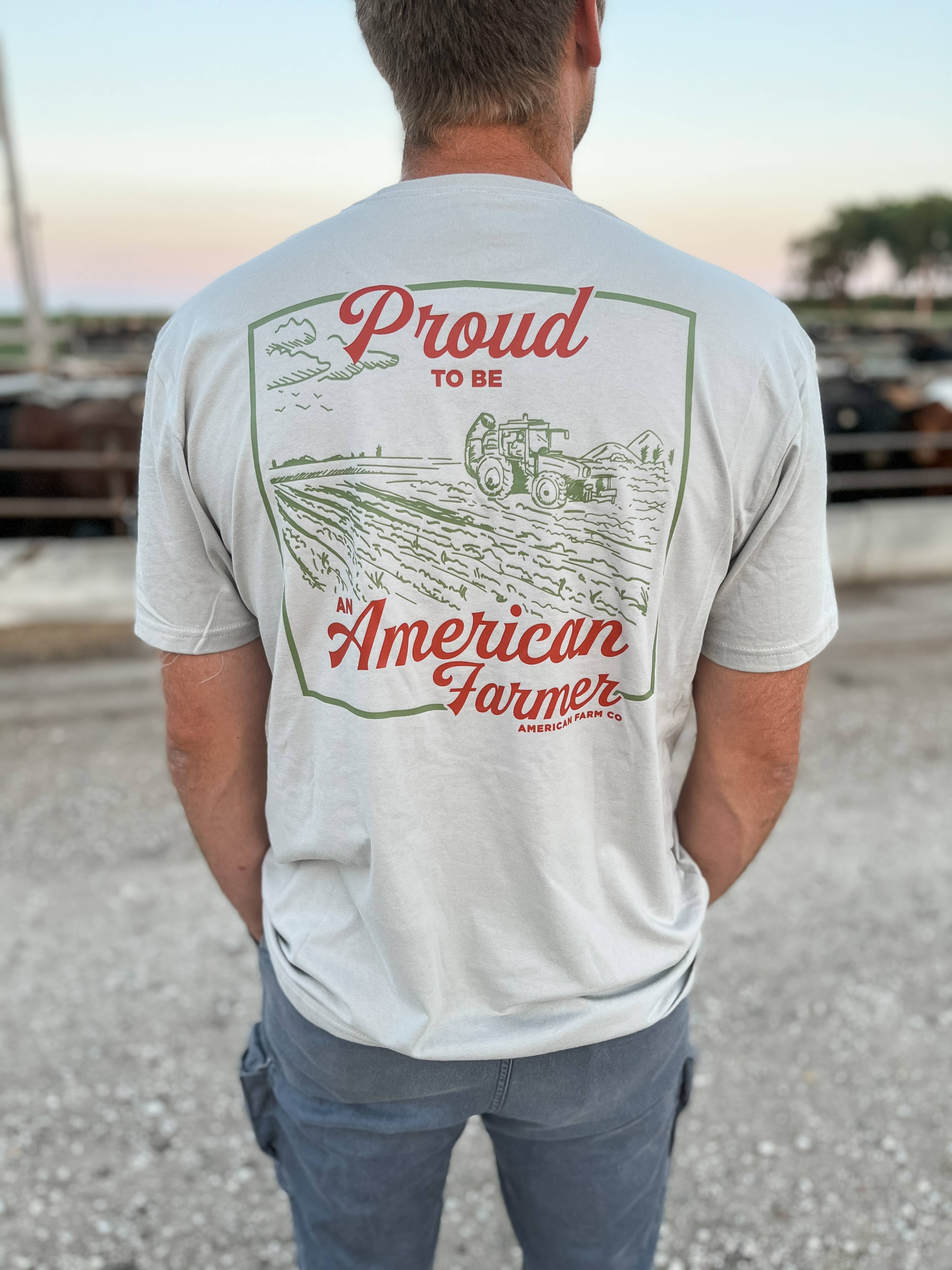 American Farm Company – wholesale Screen printed t-shirt – Men′s – Western 'Proud American Farmer' Stone Graphic Tee4