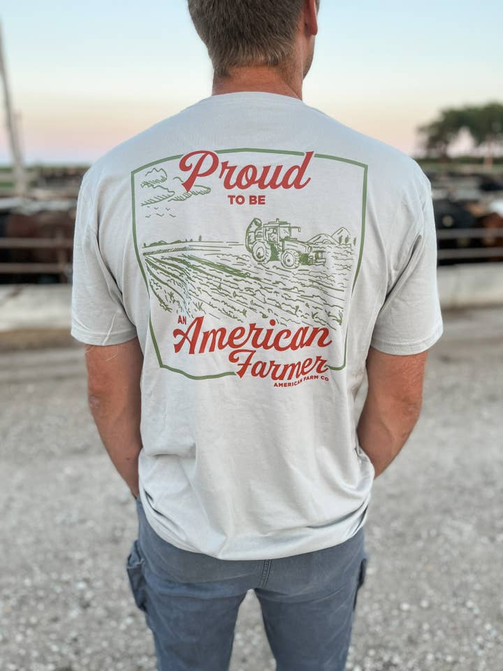 American Farm Company - Wholesale Screen Printed T-Shirt - Men's - Western 'Proud American Farmer' Stone Graphic Tee4