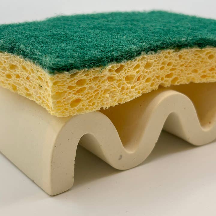 Amandyne Creations - Venta al por mayor Soporte para esponjas - Porta-esponjas con forma de ola color marfil